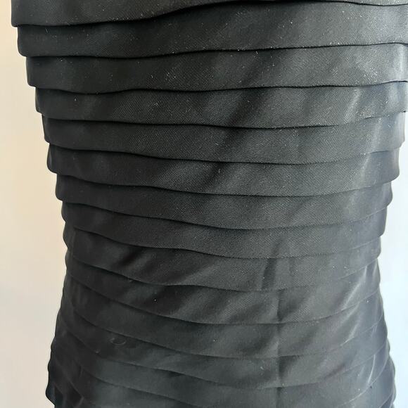 ADRIANNA PAPELL WOMENS BLACK TIERED RUFFLE CAP FORMAL COCKTAIL DRESS - Picture 6 of 13